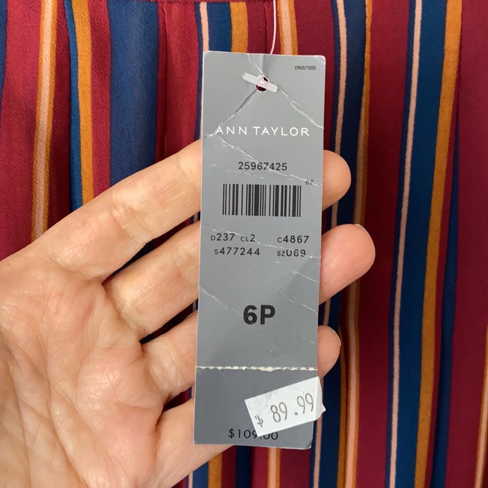 NWT Ann Taylor Pleated Striped Skirt Business Casual Retro Size 6P Academia - Picture 4 of 6